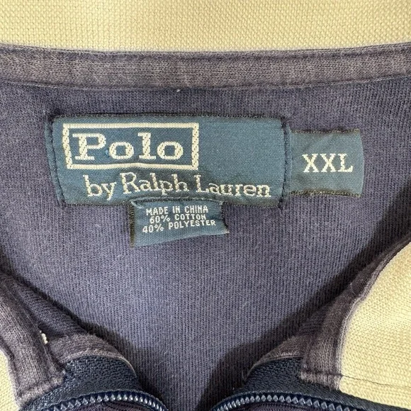 Polo Ralph Lauren Mens XXL Full Zip Blue White Track Jacket Pony Preppy - Picture 7 of 13